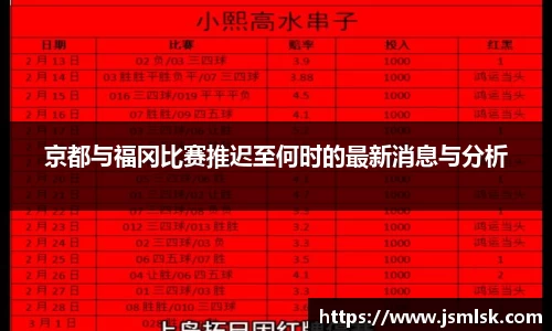 京都与福冈比赛推迟至何时的最新消息与分析